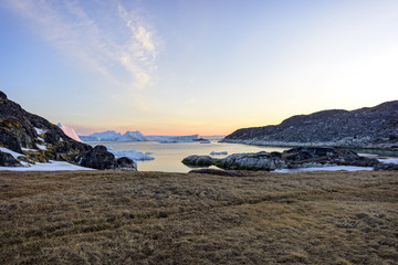 icebergs and nature on arctic ocean in ilulissat fjord, Greenland