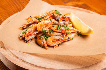 Shrimp with Herb oil and garlic