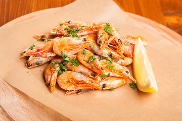 Shrimp with Herb oil and garlic