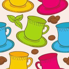 vector illustration seamless tea coffee pattern