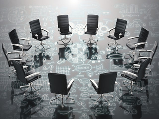 business conference concept with office chairs and business plan