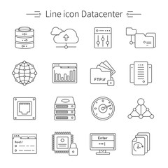 Datacenter Line Icon Set