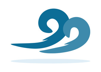 Icon, logo Wave. Blue. Abstract, isolated.