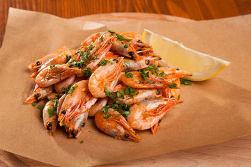 Shrimp with Herb oil and garlic