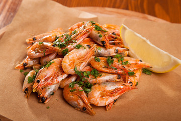 Shrimp with Herb oil and garlic
