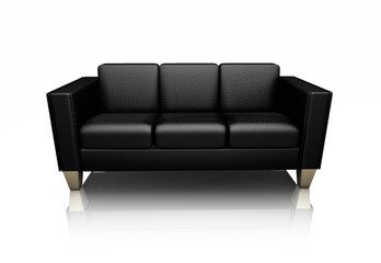 Black leather settee