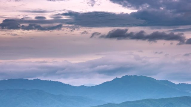 Time lapse, Scenery with mountain peaks and motion cloudy on sky.(Pan Camera)