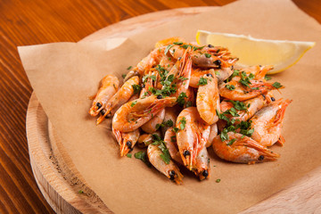 Shrimp with Herb oil and garlic