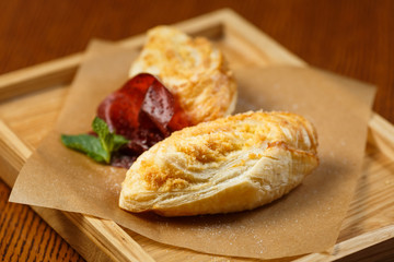 Beautiful dessert on a wooden background