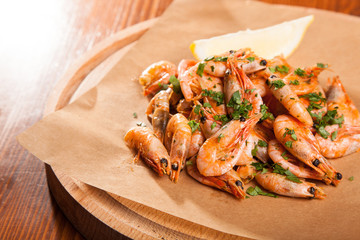 Shrimp with Herb oil and garlic
