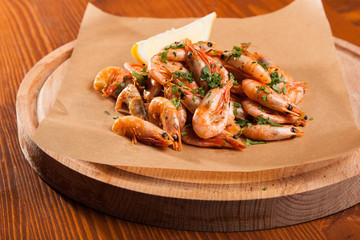 Shrimp with Herb oil and garlic