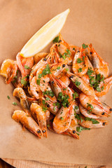Shrimp with Herb oil and garlic