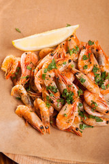 Shrimp with Herb oil and garlic