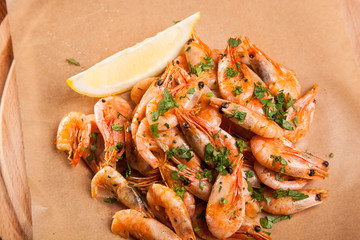 Shrimp with Herb oil and garlic