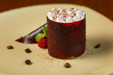 Beautiful dessert on a wooden background