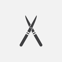Garden scissors icon vector, secateurs solid logo illustration, pruner pictogram isolated on white
