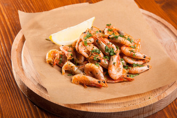 Shrimp with Herb oil and garlic
