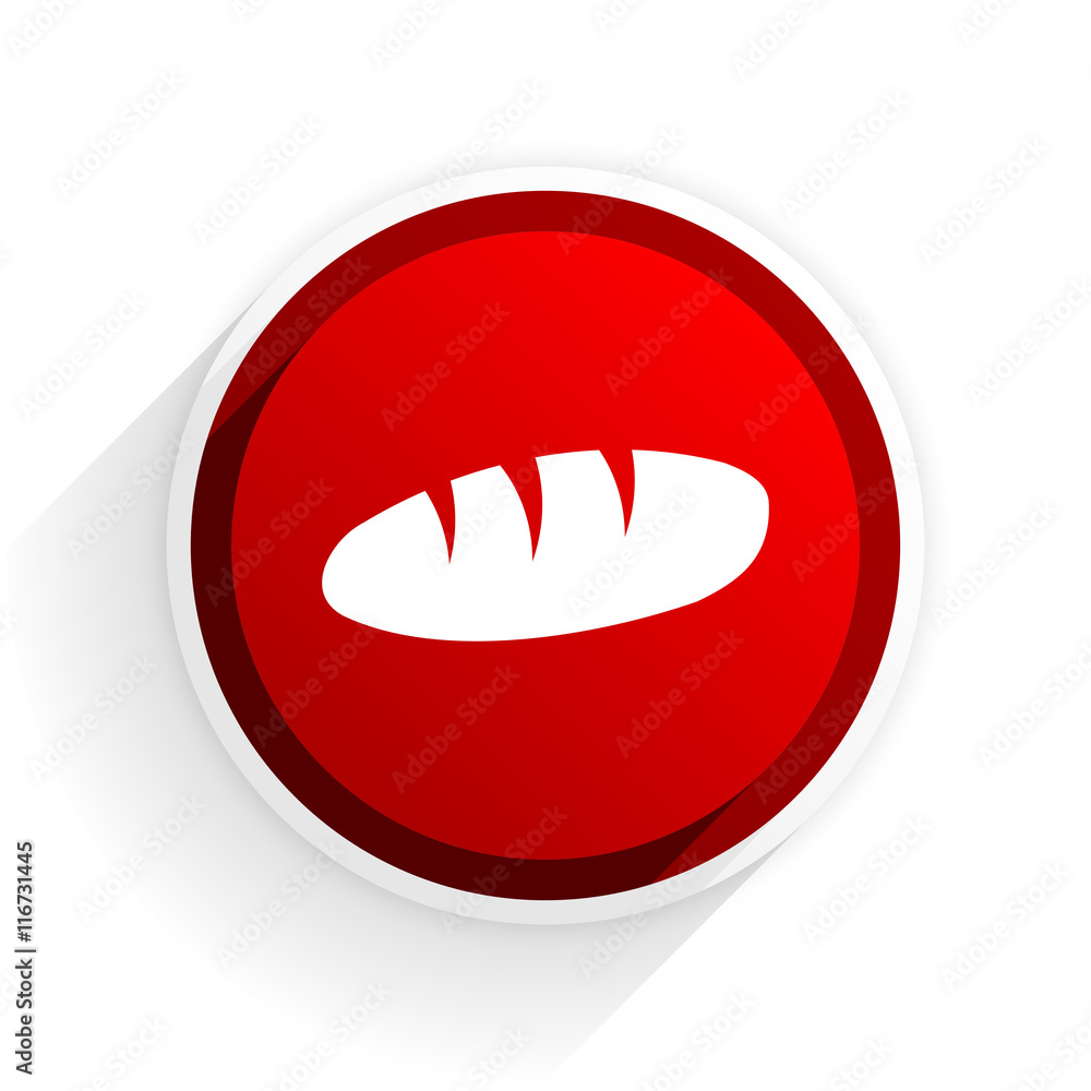 Aufkleber bread flat icon with shadow on white background, red modern design web element