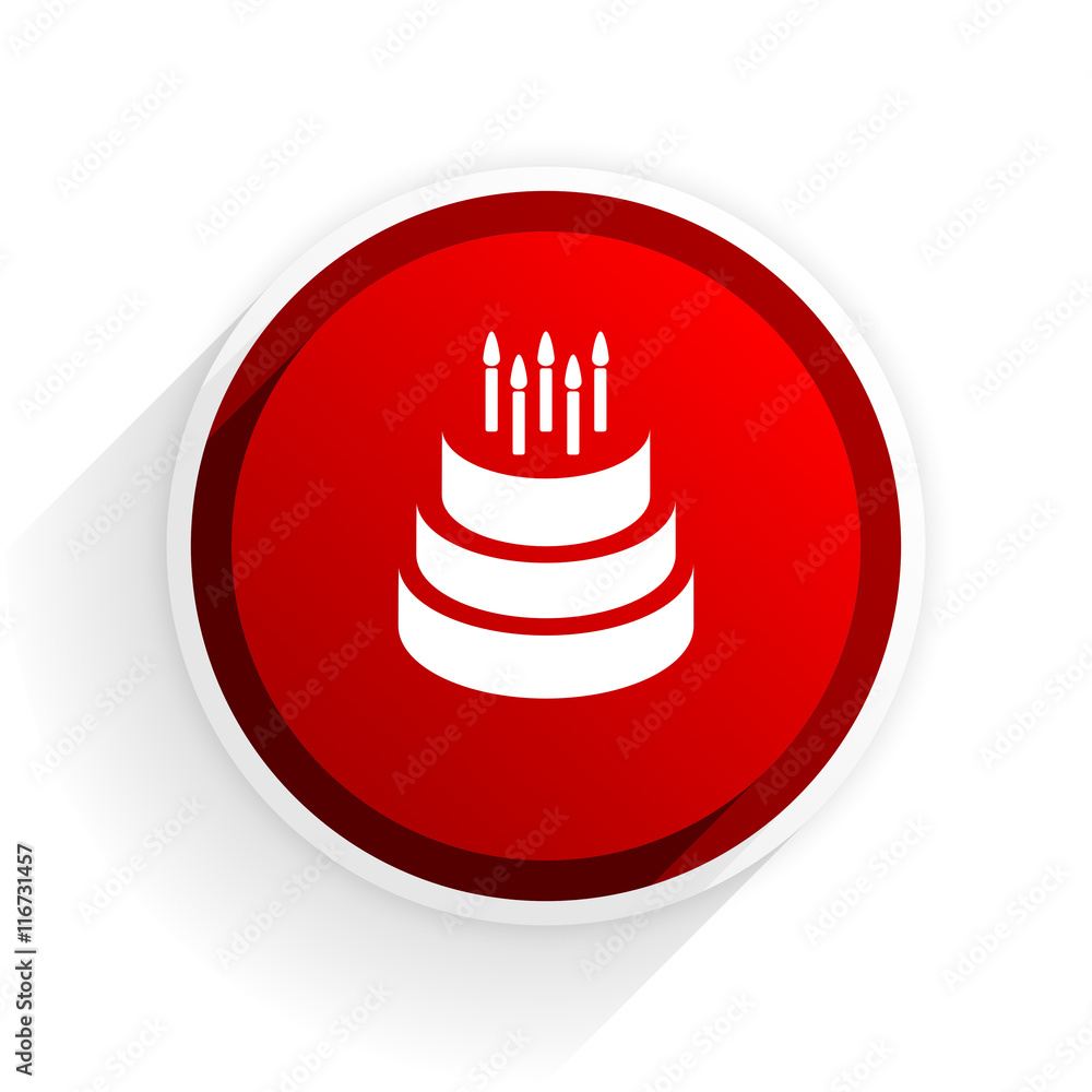 Aufkleber cake flat icon with shadow on white background, red modern design web element