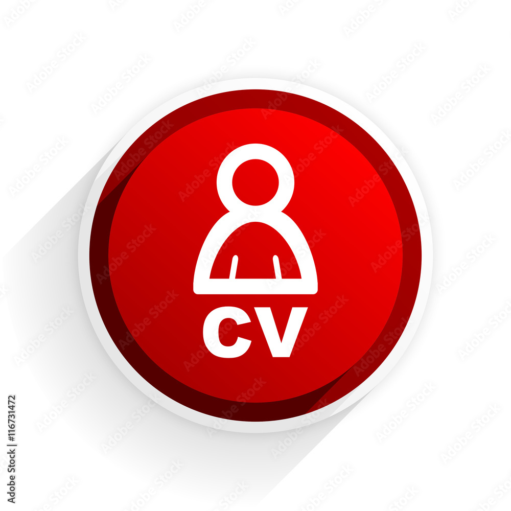 Aufkleber cv flat icon with shadow on white background, red modern design web element