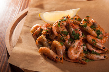 Shrimp with Herb oil and garlic