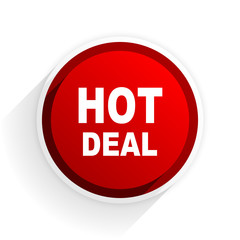 hot deal flat icon with shadow on white background, red modern design web element