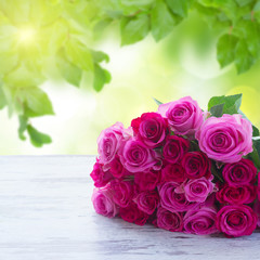 bouquet of fresh pink roses