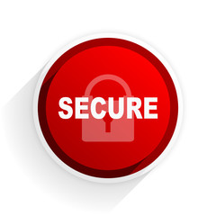 secure flat icon with shadow on white background, red modern design web element