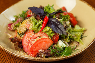 salad with tomatoes and fresh herbs