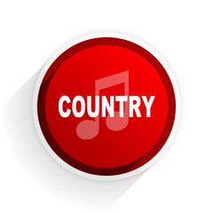 music country flat icon with shadow on white background, red modern design web element