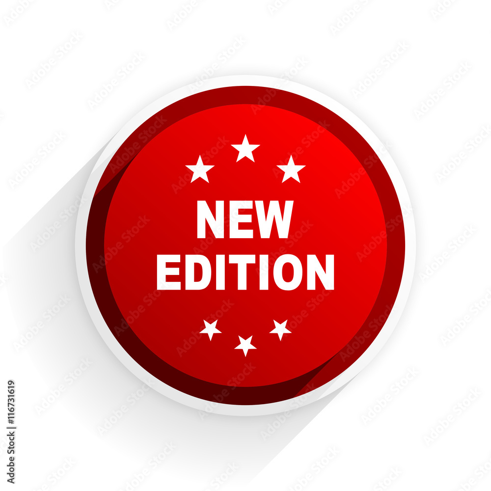 Poster new edition flat icon with shadow on white background, red modern design web element