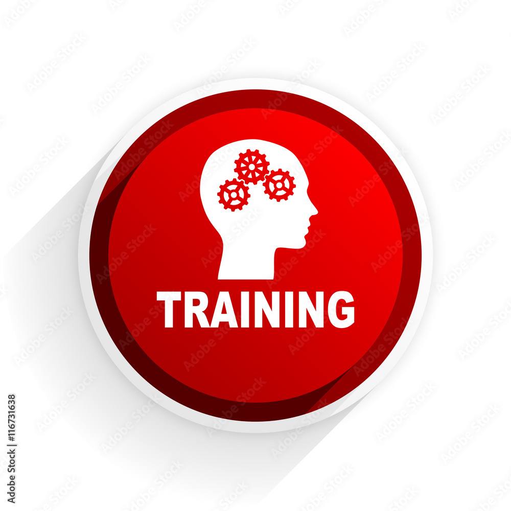 Poster training flat icon with shadow on white background, red modern design web element