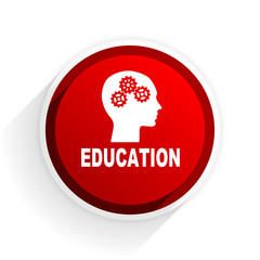education flat icon with shadow on white background, red modern design web element