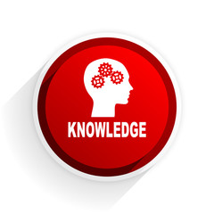 knowledge flat icon with shadow on white background, red modern design web element