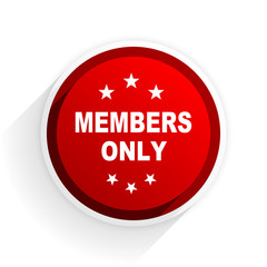 members only flat icon with shadow on white background, red modern design web element