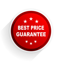 best price guarantee flat icon with shadow on white background, red modern design web element