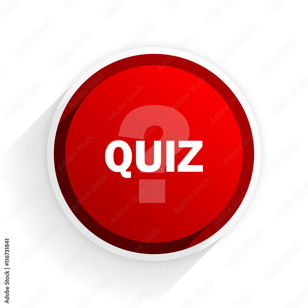 Aufkleber quiz flat icon with shadow on white background, red modern design web element