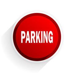 parking flat icon with shadow on white background, red modern design web element