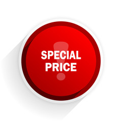 special price flat icon with shadow on white background, red modern design web element