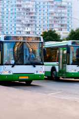 Fototapeta na wymiar green passenger bus