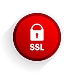 ssl flat icon with shadow on white background, red modern design web element