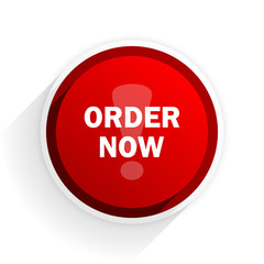 order now flat icon with shadow on white background, red modern design web element