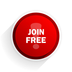 join free flat icon with shadow on white background, red modern design web element