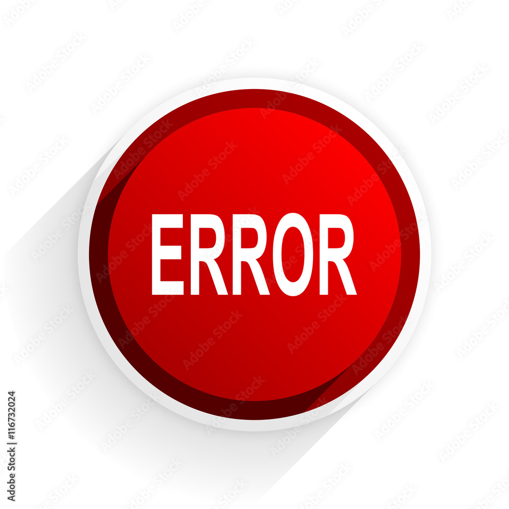 Poster error flat icon with shadow on white background, red modern design web element