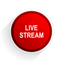 live stream flat icon with shadow on white background, red modern design web element