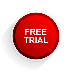 free trial flat icon with shadow on white background, red modern design web element