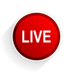 live flat icon with shadow on white background, red modern design web element