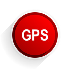 gps flat icon with shadow on white background, red modern design web element