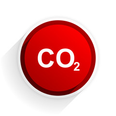 carbon dioxide flat icon with shadow on white background, red modern design web element