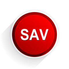 sav flat icon with shadow on white background, red modern design web element